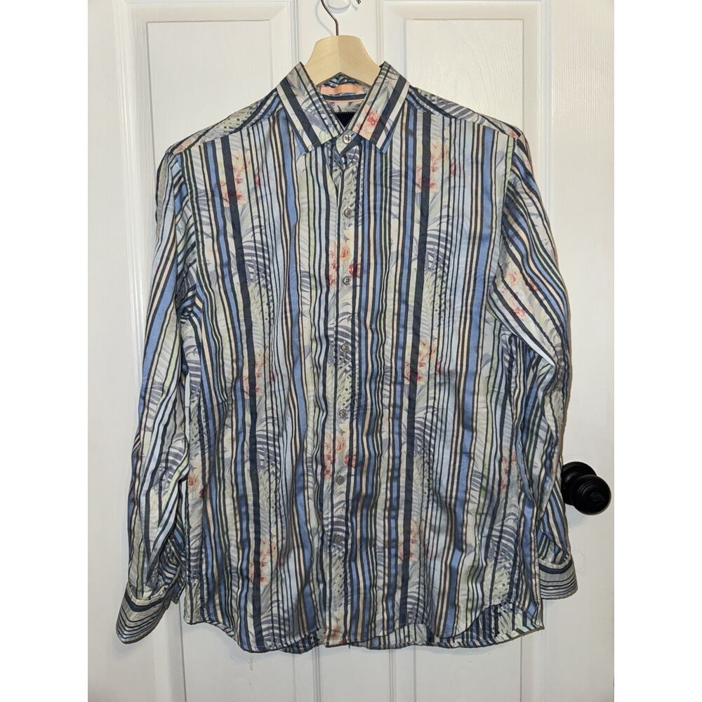 Tommy Bahama Men's‎ Astra Stripe Floral Long Sleeve Button Down Shirt sz M
